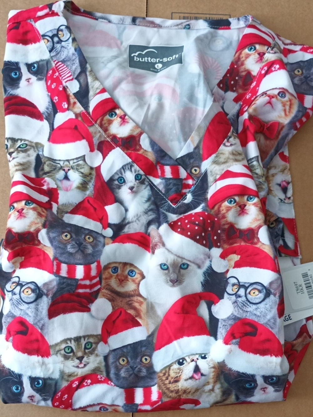 Santa Cats Butter Soft Scrub Uniform